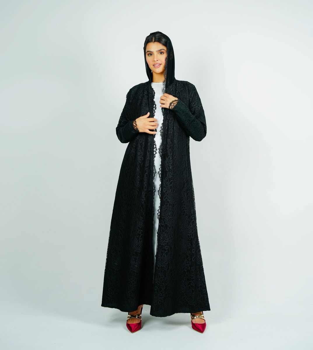 Stylish Dantil Abaya - Black Rosette Abaya - Women's Abayas 5