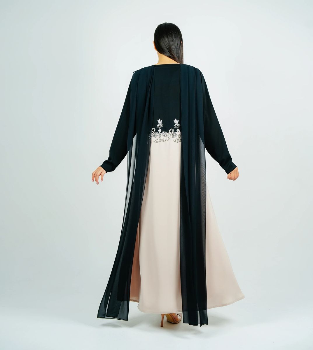 Luxury Stylish Embroidery Abaya With Flowing Chiffon Back Side Rosette Abaya - Women's Abayas 1