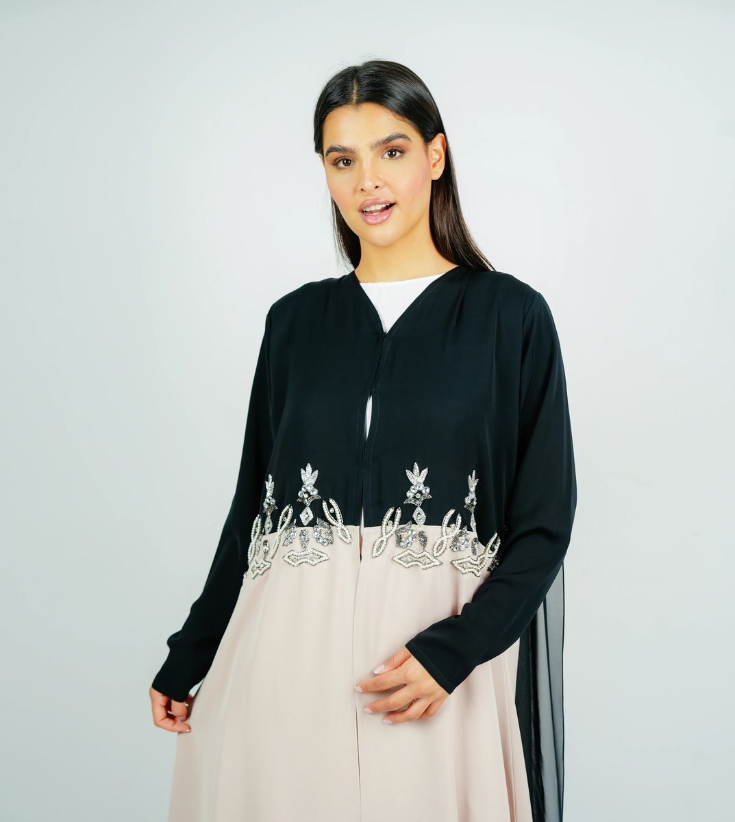 Luxury Stylish Embroidery Abaya With Flowing Chiffon Back Side Rosette Abaya - Women's Abayas 2