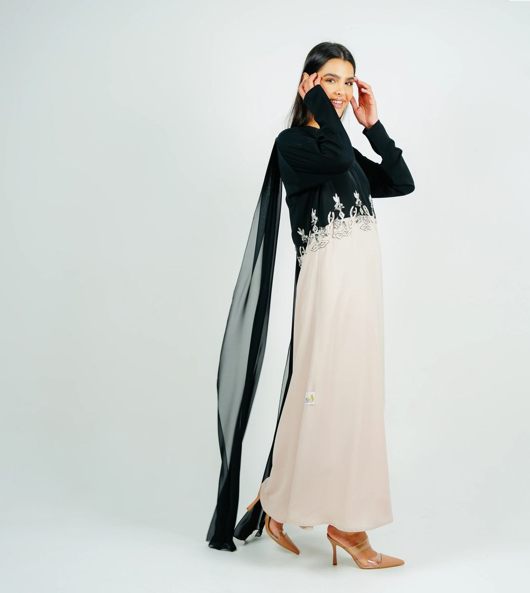 Luxury Stylish Embroidery Abaya With Flowing Chiffon Back Side Rosette Abaya - Women's Abayas 3