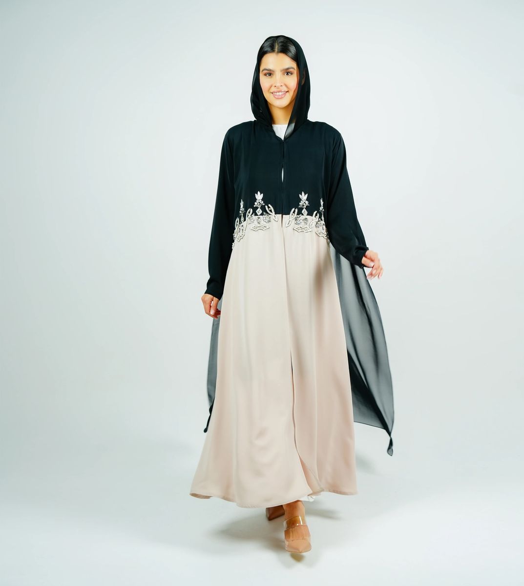 Luxury Stylish Embroidery Abaya With Flowing Chiffon Back Side Rosette Abaya - Women's Abayas 4