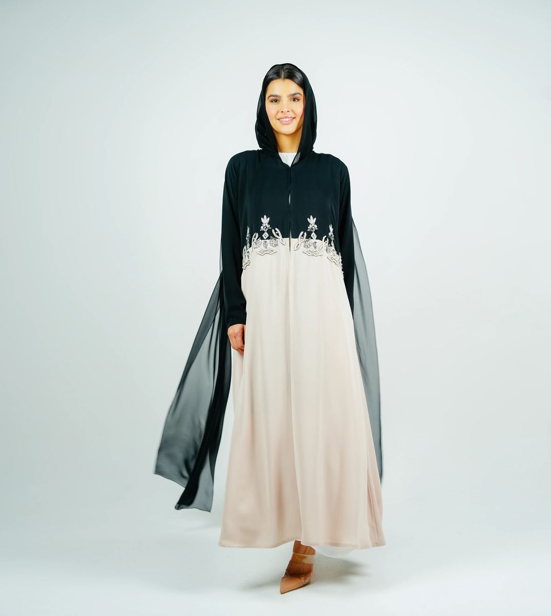Luxury Stylish Embroidery Abaya With Flowing Chiffon Back Side Rosette Abaya - Women's Abayas 5