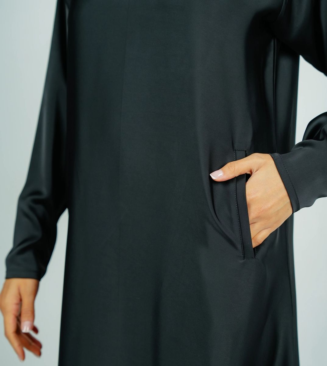Inner Dress With Pocket Style - Black Rosette Abaya - Women's Abayas 1