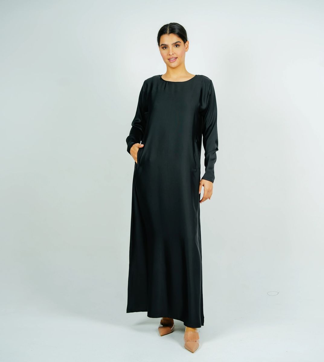 Inner Dress With Pocket Style - Black Rosette Abaya - Women's Abayas 2