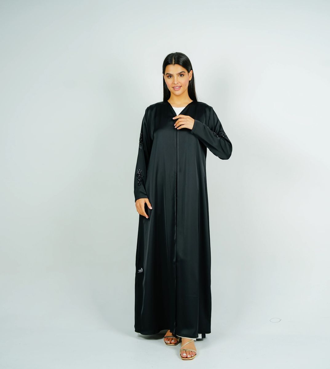 Abaya With Embroidery Sleeves Design Rosette Abaya - Women's Abayas 10
