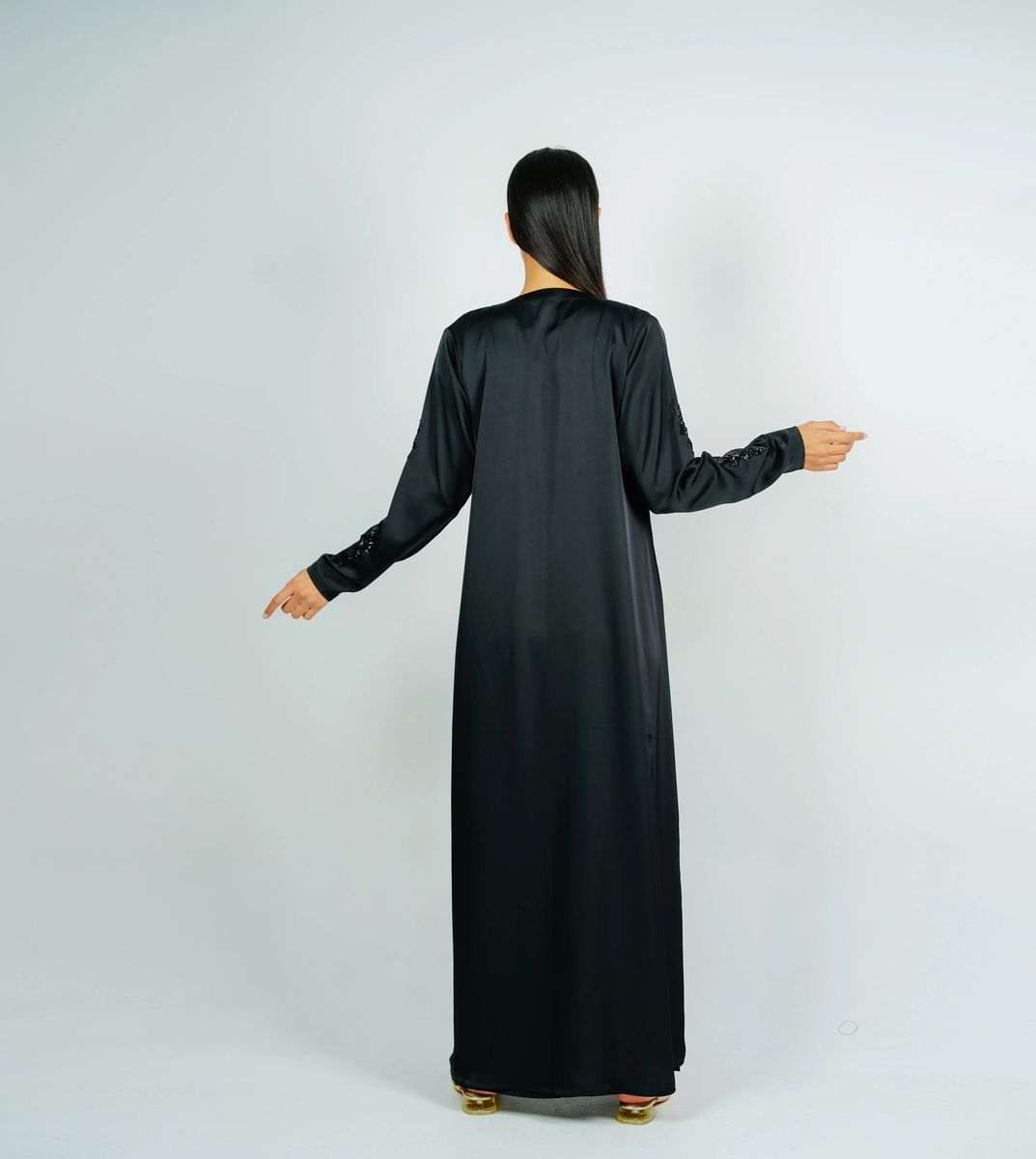 Abaya With Embroidery Sleeves Design Rosette Abaya - Women's Abayas 2