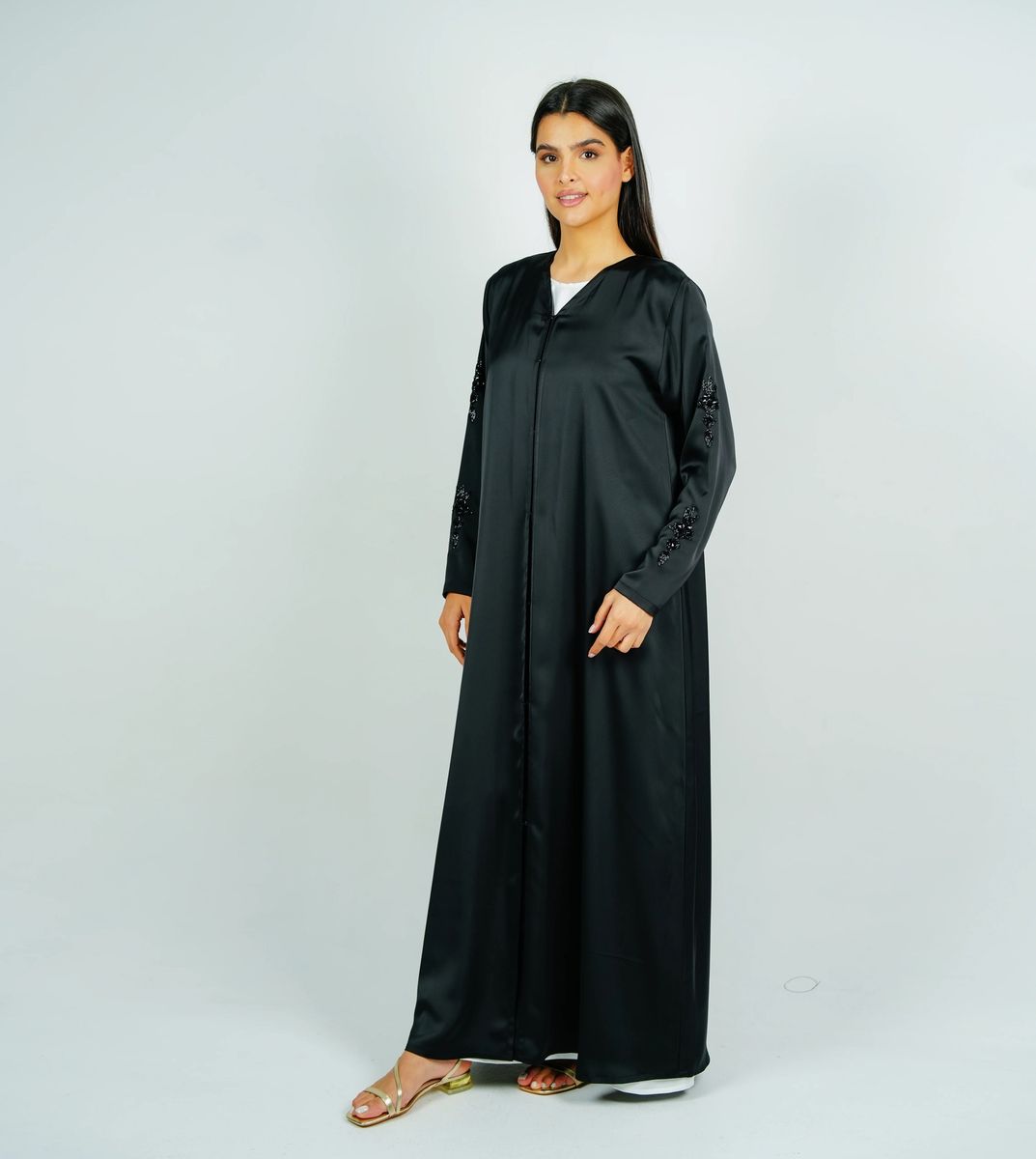 Abaya With Embroidery Sleeves Design Rosette Abaya - Women's Abayas 3