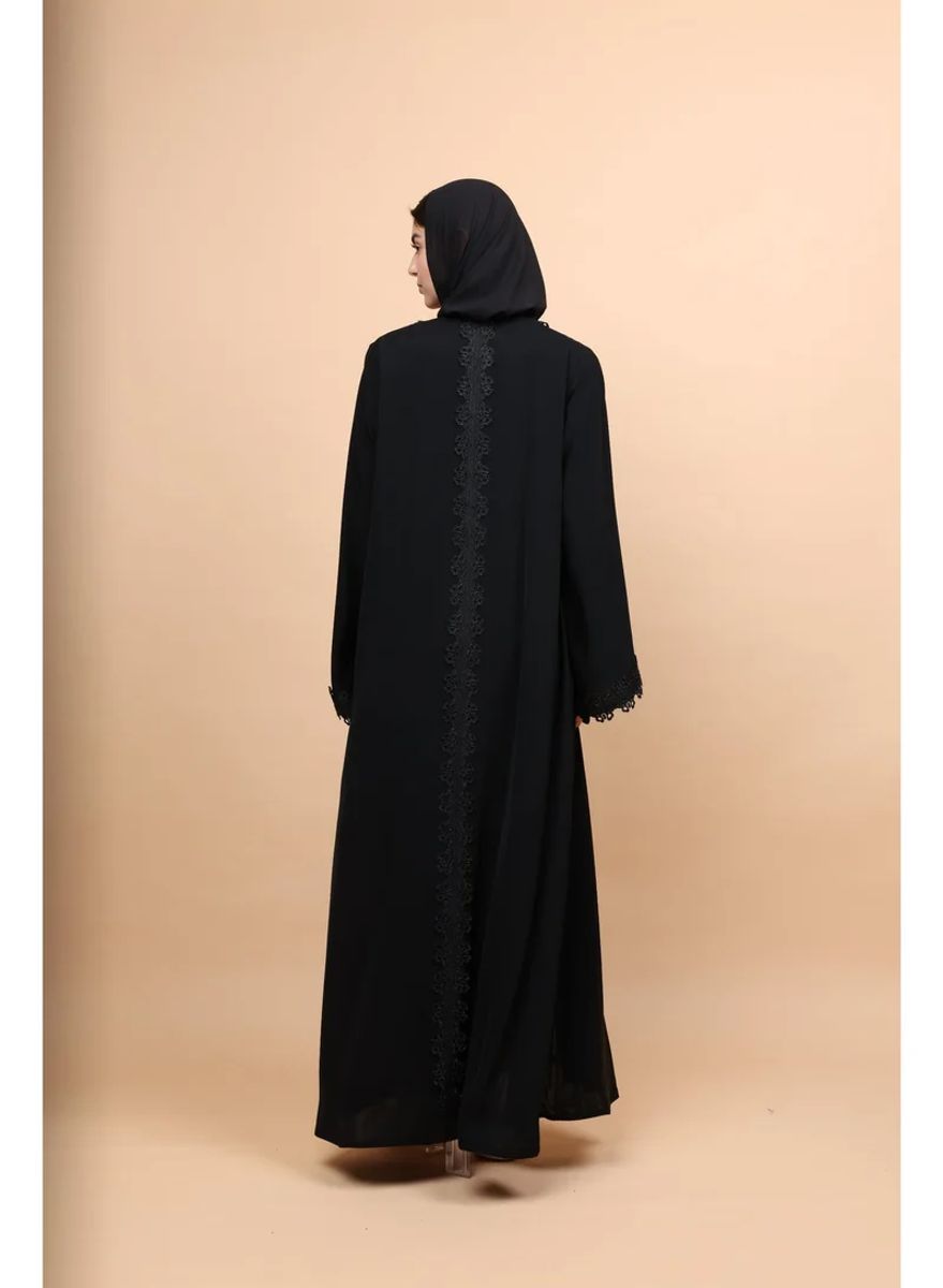 Obsidian Royale Lace-Front Abaya ABY1247