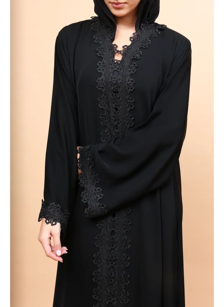 Obsidian Royale Lace-Front Abaya ABY1247