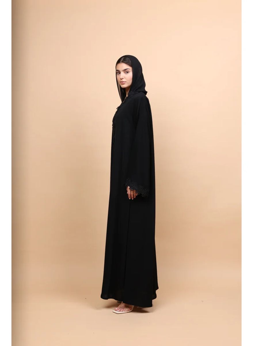 Obsidian Royale Lace-Front Abaya ABY1247