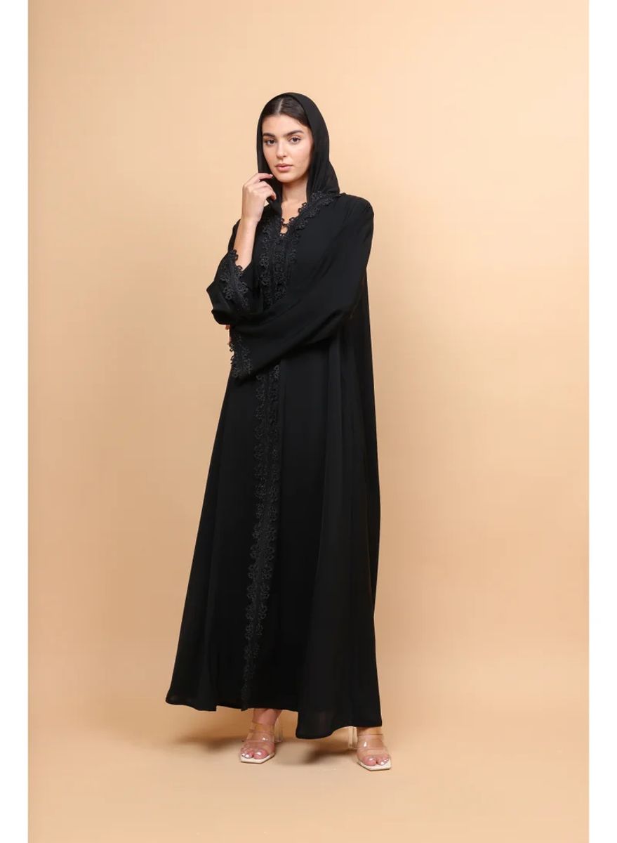 Obsidian Royale Lace-Front Abaya ABY1247