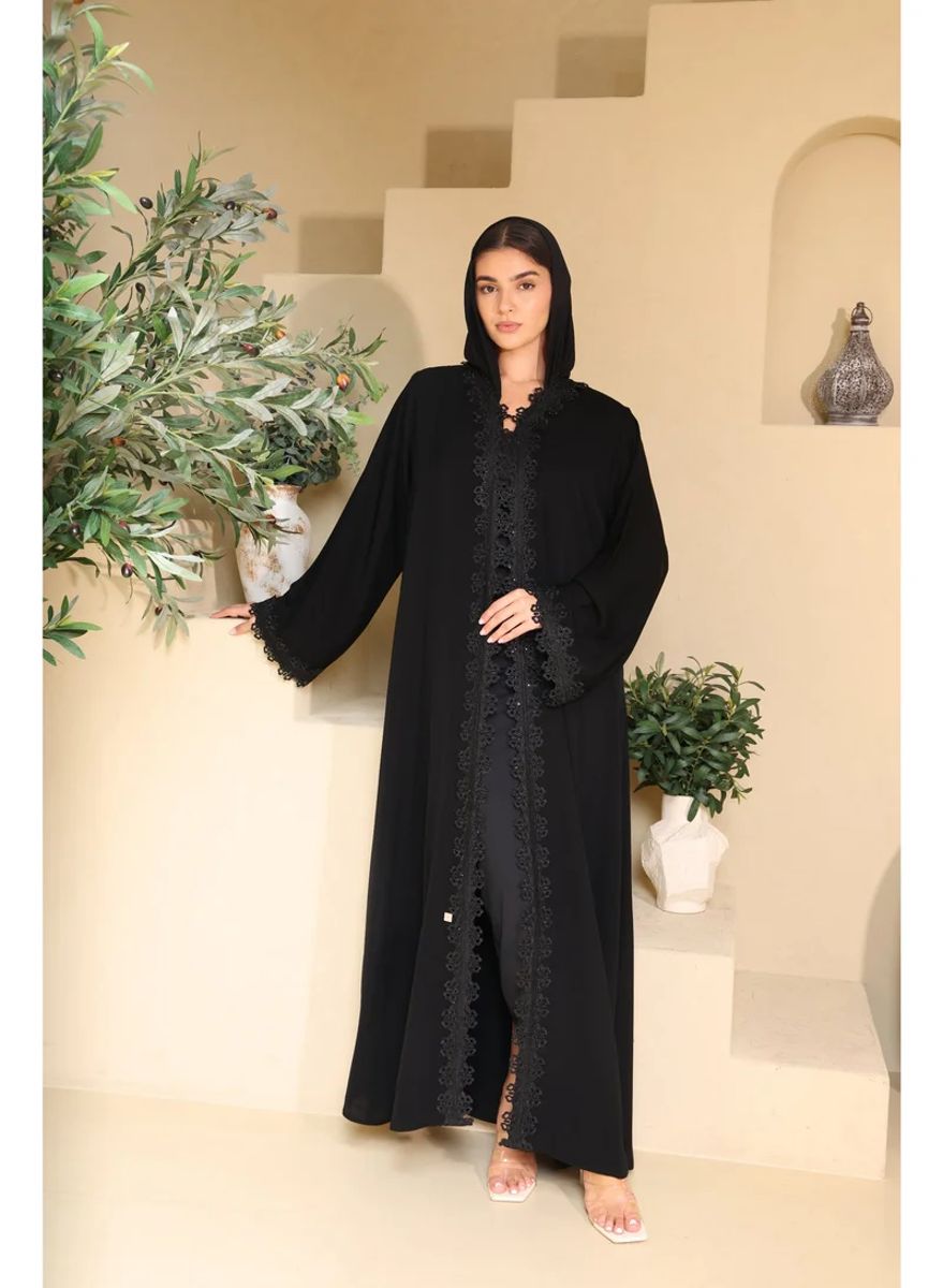 Obsidian Royale Lace-Front Abaya ABY1247