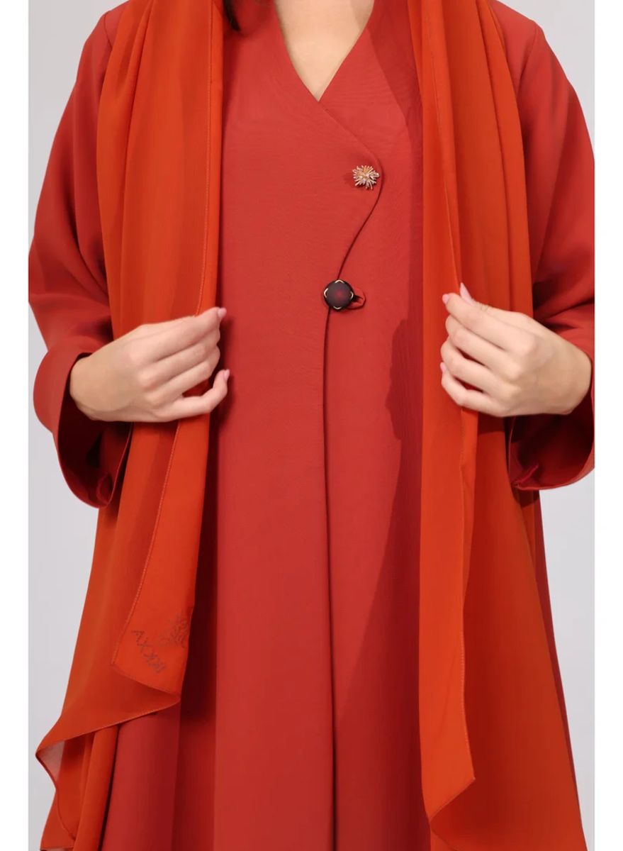 Formal Design Button Detail Colored Abaya ABY1105