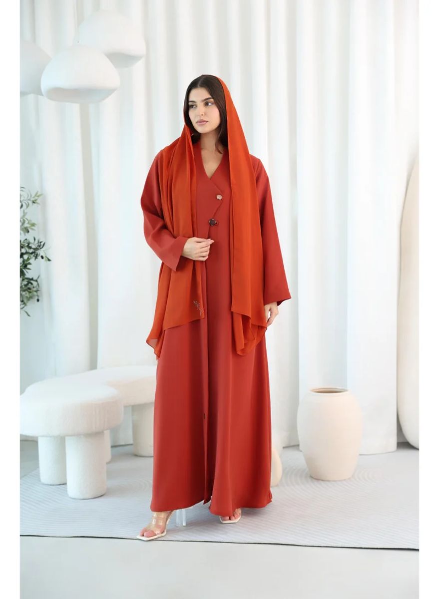 Formal Design Button Detail Colored Abaya ABY1105