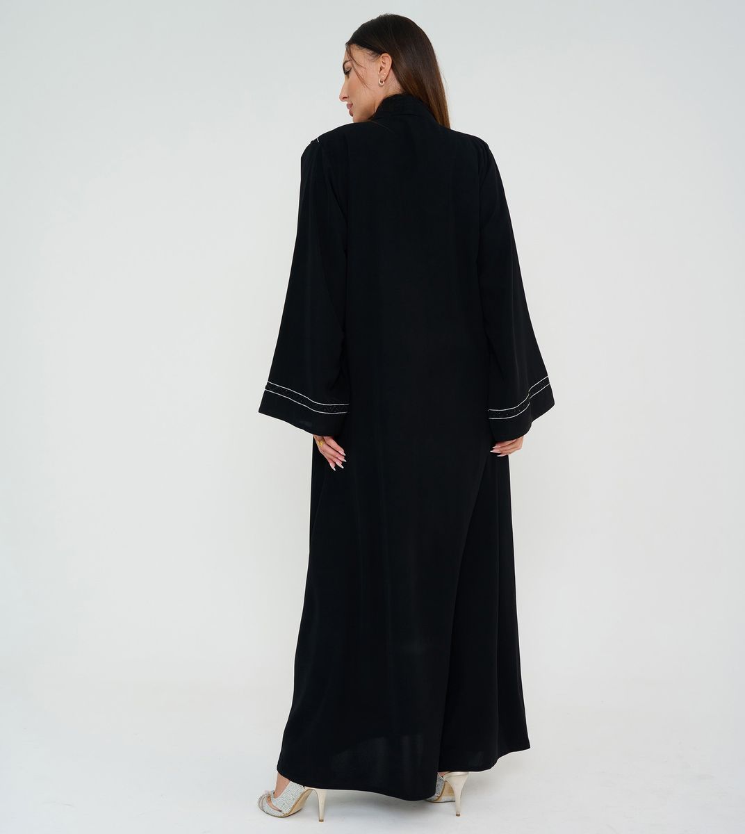 Black Open Abaya With Embroidery Jacket Design