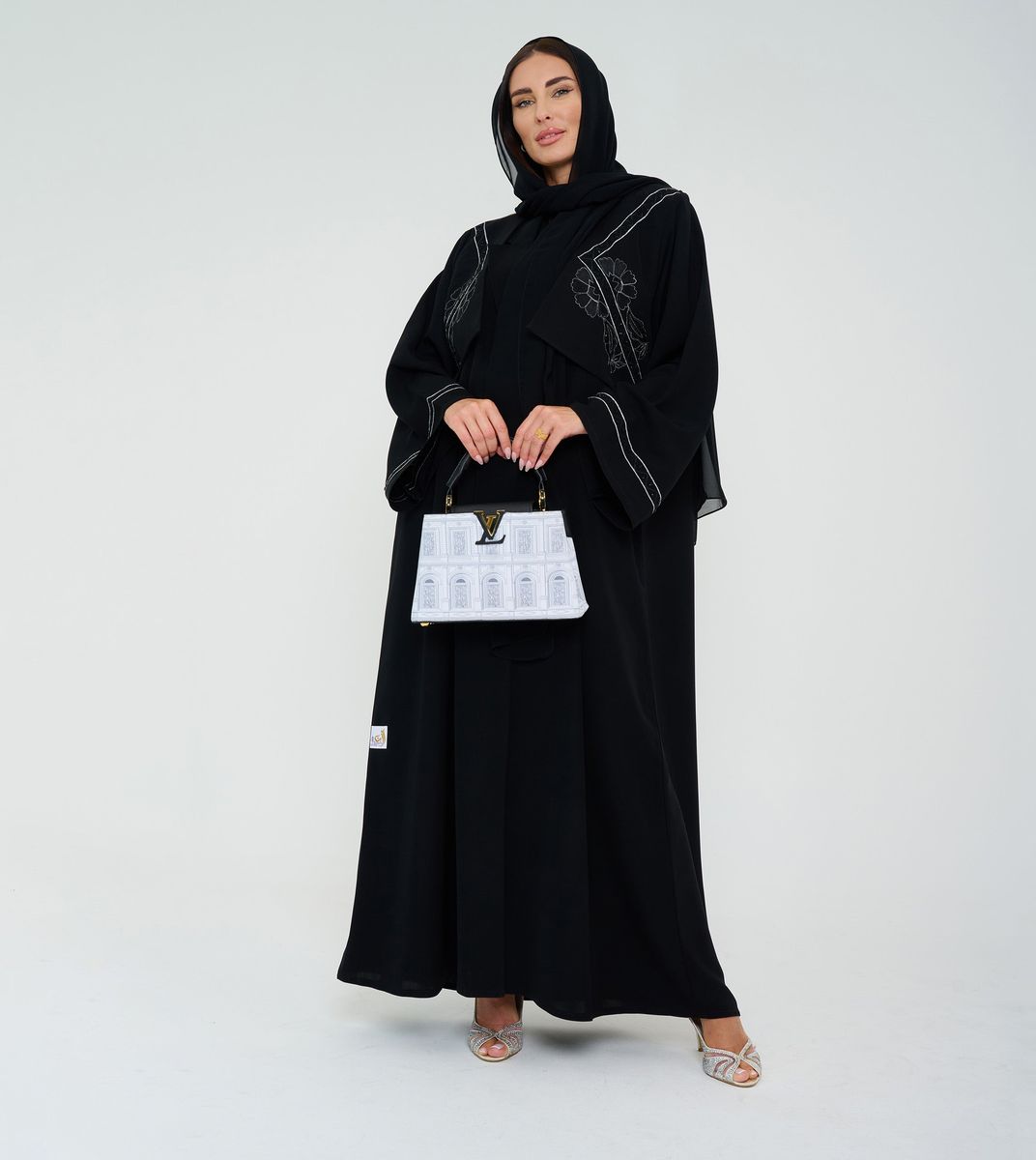 Black Open Abaya With Embroidery Jacket Design