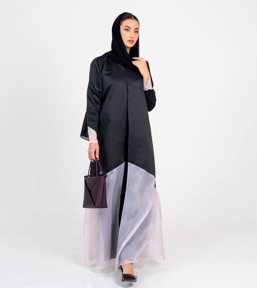 Abaya With Organza Design Rosette Abaya - Women's Abayas 3