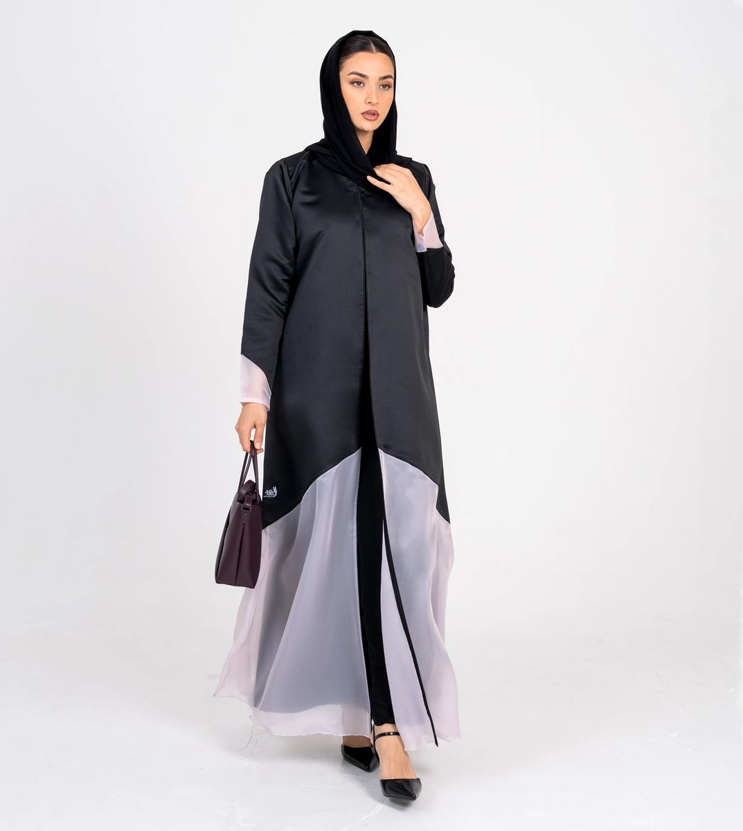 Abaya With Organza Design Rosette Abaya - Women's Abayas 4