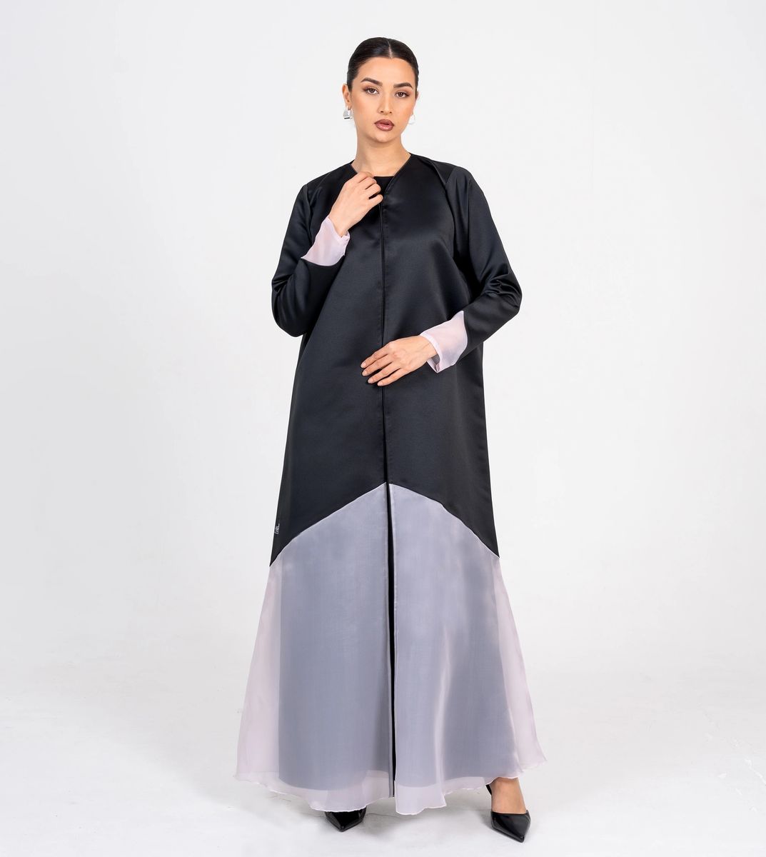 Abaya With Organza Design Rosette Abaya - Women's Abayas 10