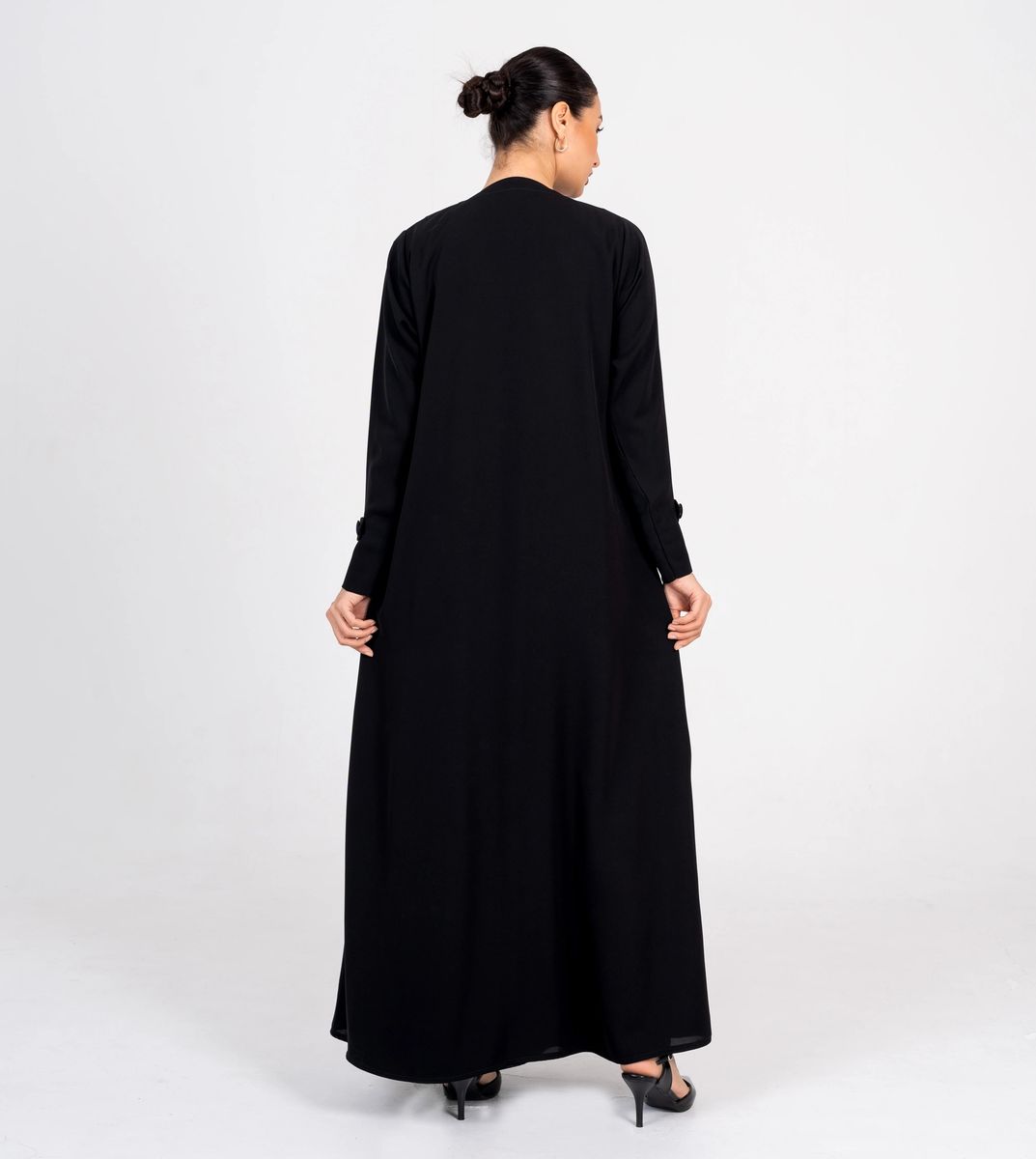 Blazer Abaya With Button Style and Wide Neck Rosette Abaya - Women's Abayas 2