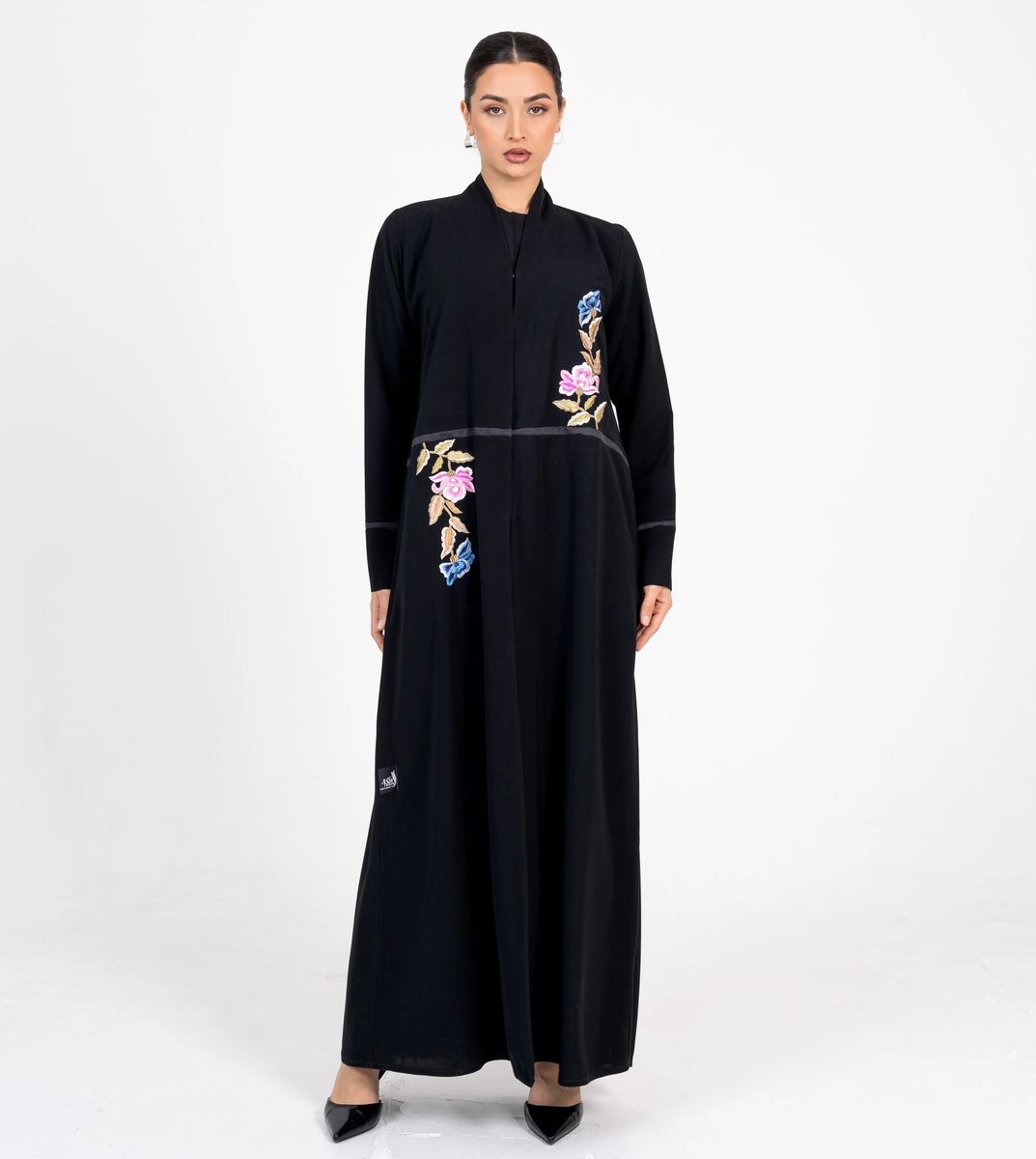 Embellished Abaya With Flowers Embroidery Rosette Abaya - Women's Abayas 10