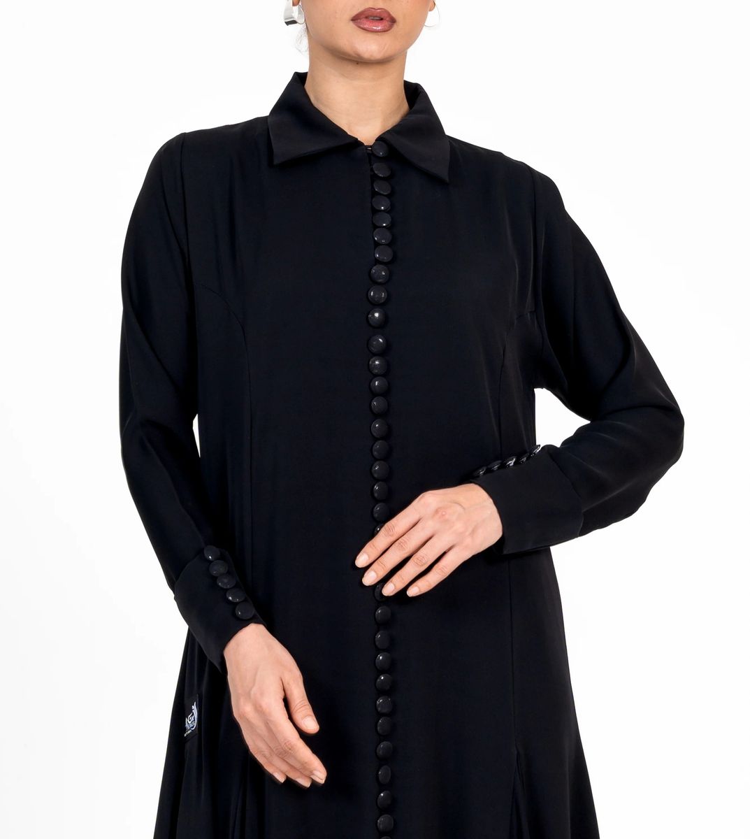 French Abaya With Button Style Rosette Abaya - Women's Abayas 3
