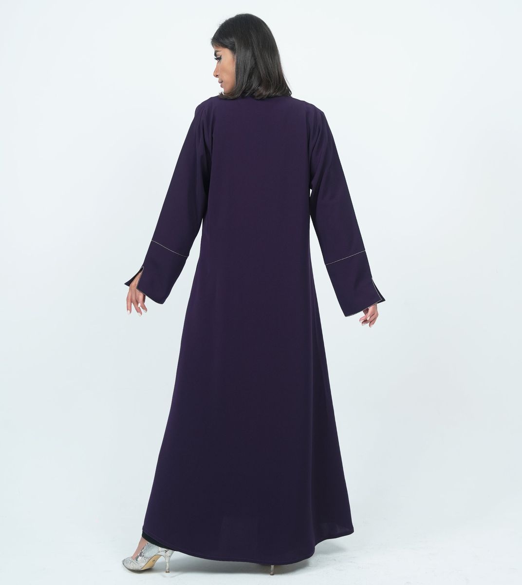 Elegant Embroidered Blazer Abaya - Purple