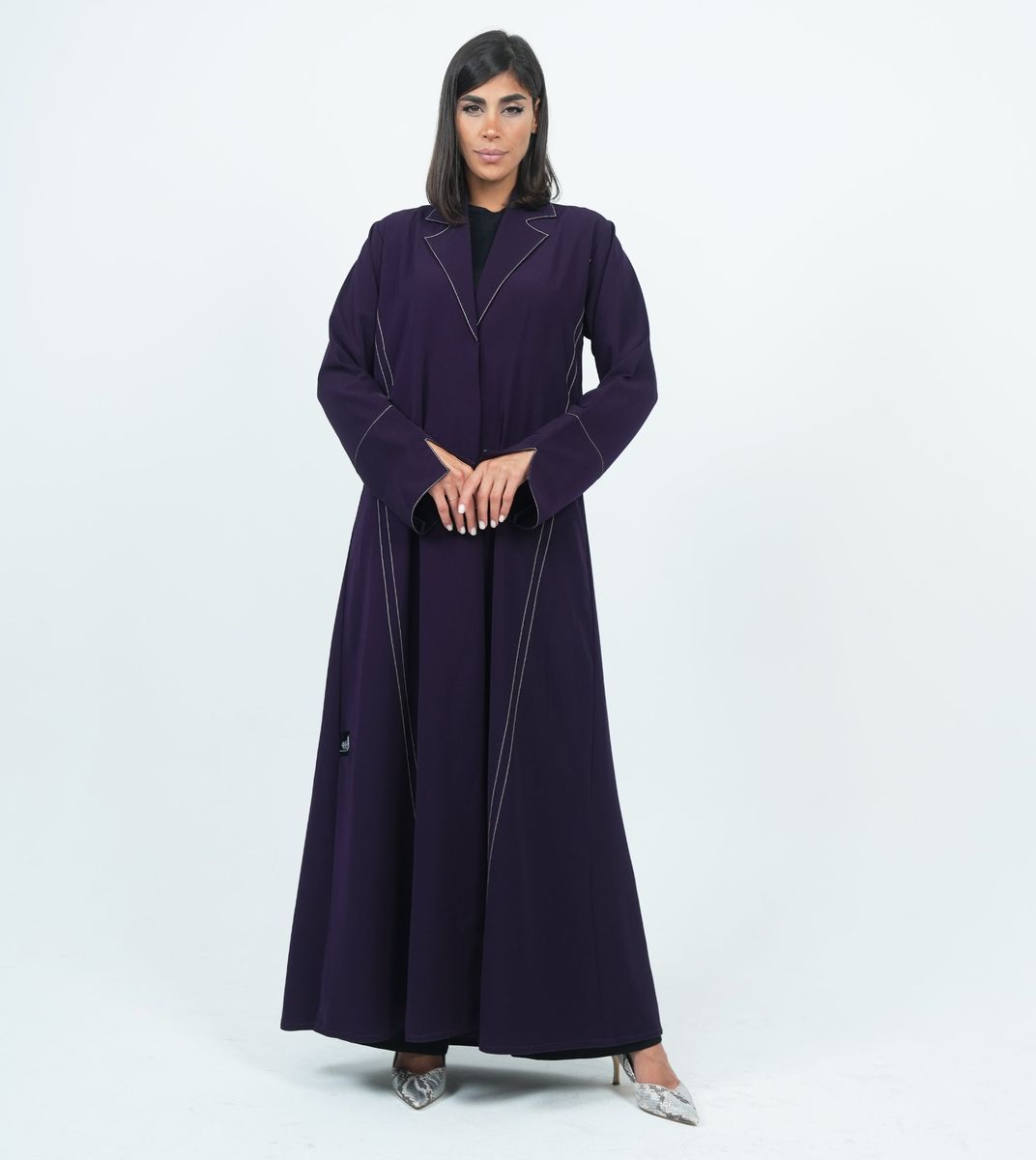 Elegant Embroidered Blazer Abaya - Purple