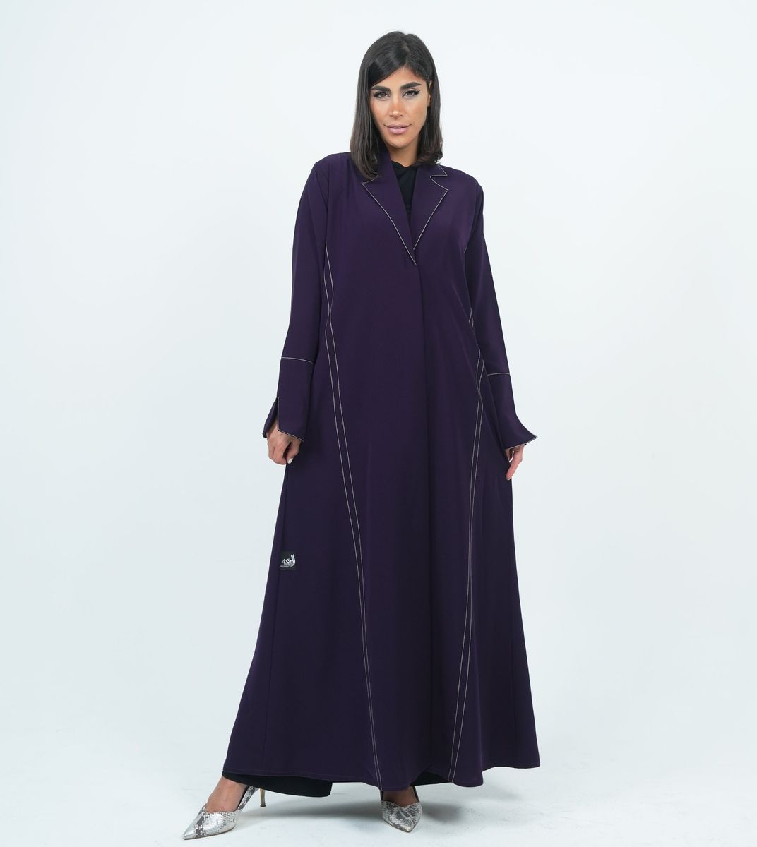 Elegant Embroidered Blazer Abaya - Purple