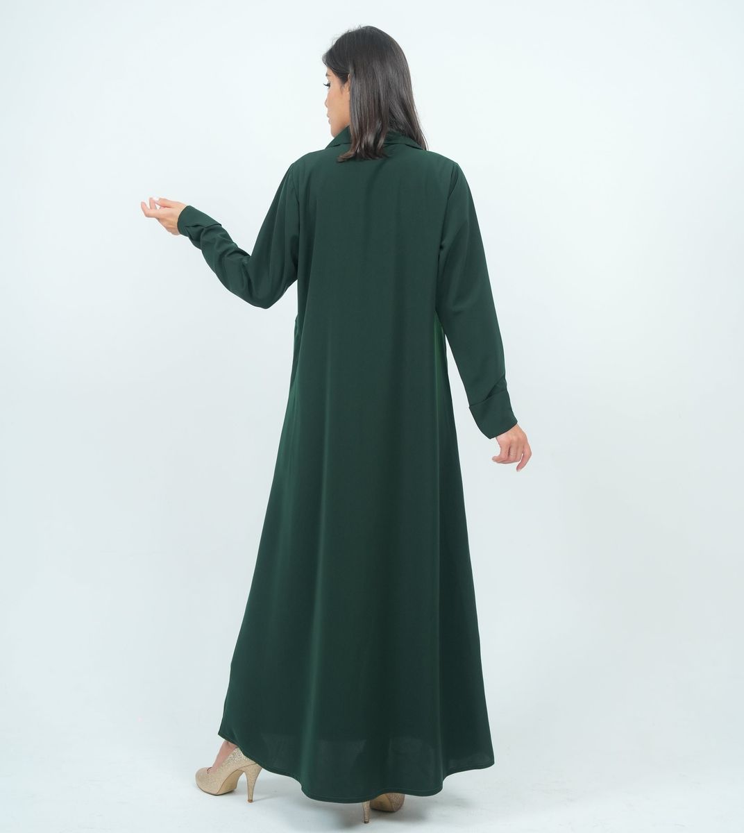 Elegant Blazer Style Abaya With Fantasy Embroidery Design - Green