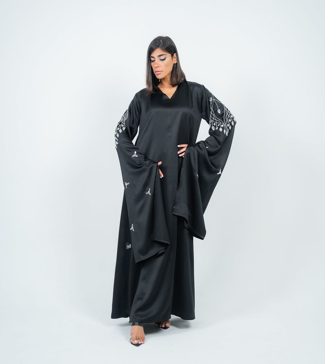 Black Dress With Long Embroidery Sleeves Design Black Dress With Long Embroidery Sleeves Design