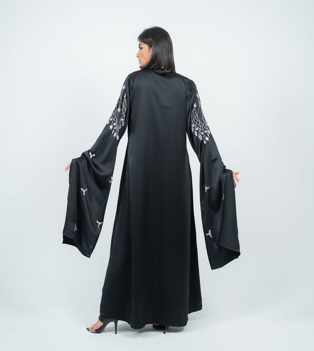 Black Dress With Long Embroidery Sleeves Design Black Dress With Long Embroidery Sleeves Design