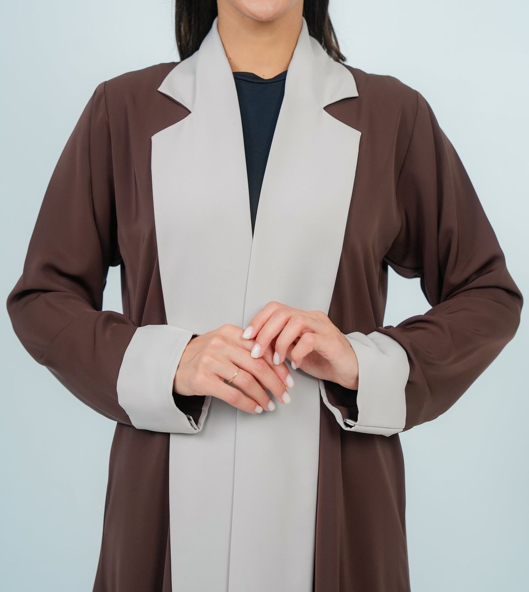 Abaya With Warm Brown Refined Beige Design Detailing