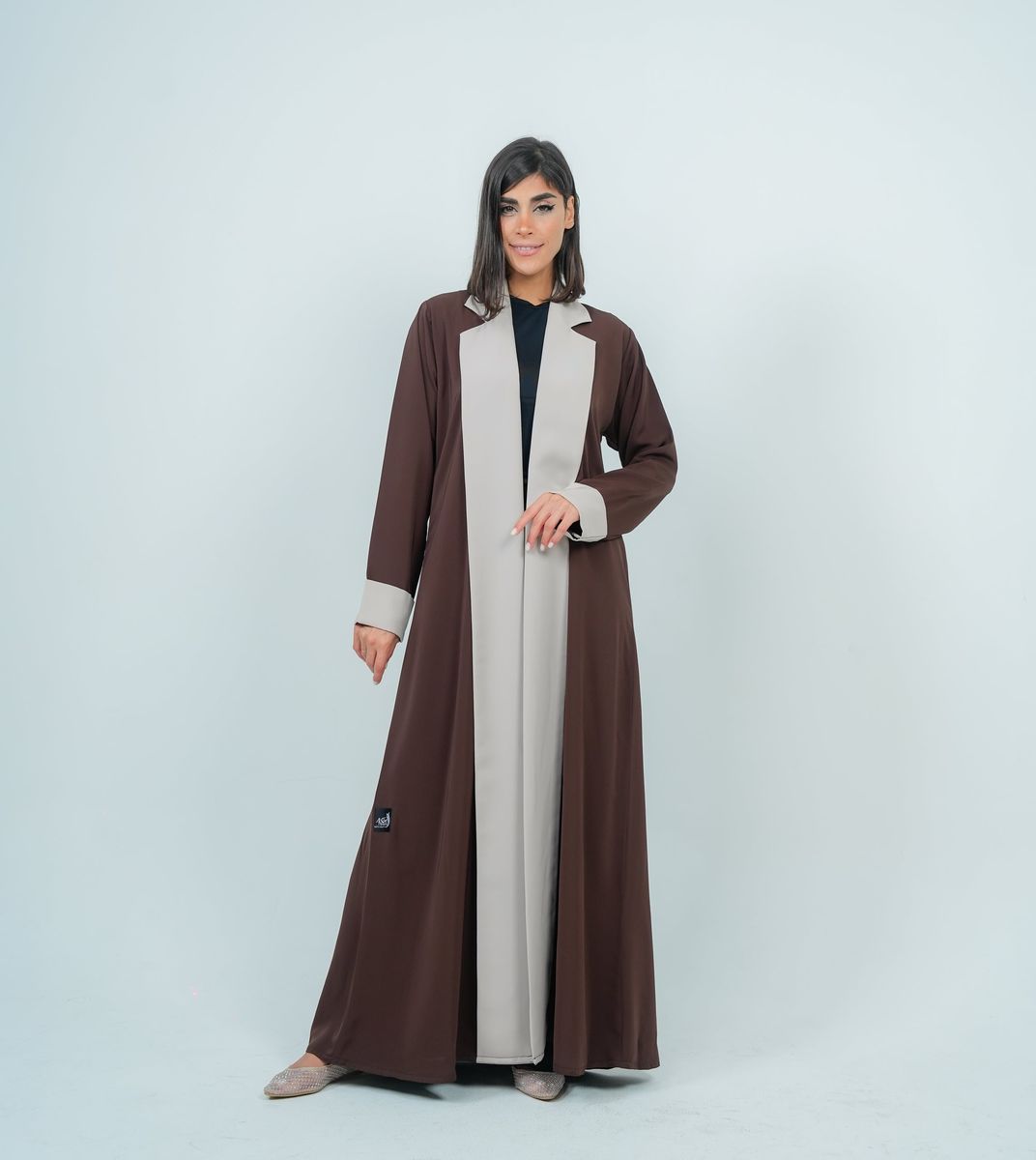 Abaya With Warm Brown Refined Beige Design Detailing