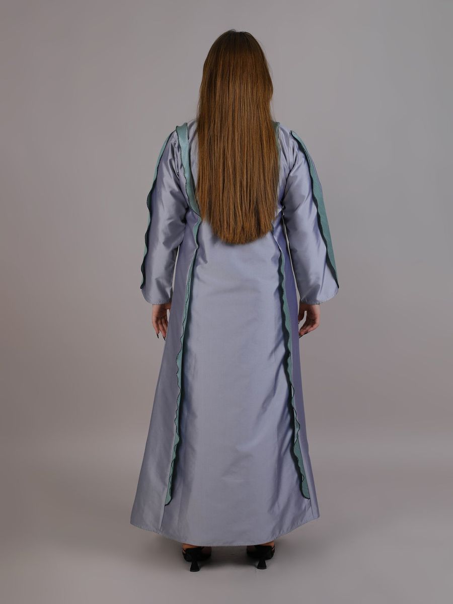 Grey Flare Style Taffeta Open Abaya