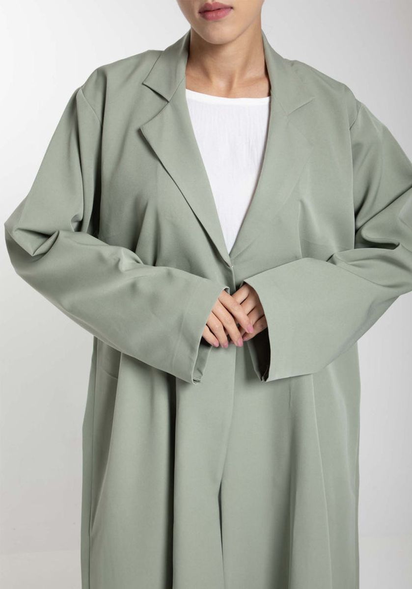 Green Barbie Crepe Abaya with Matching Sheila for Office and Meetings Green Barbie Crepe Abaya with Matching Sheila for Office and Meetings