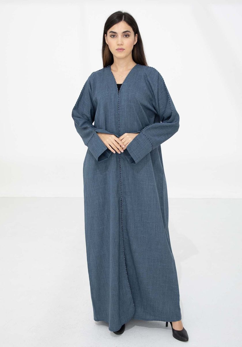 Ember Grace V-Neck Embroidered Abaya With Matching Headscarf Msquare Fashion - Women's Abayas 8