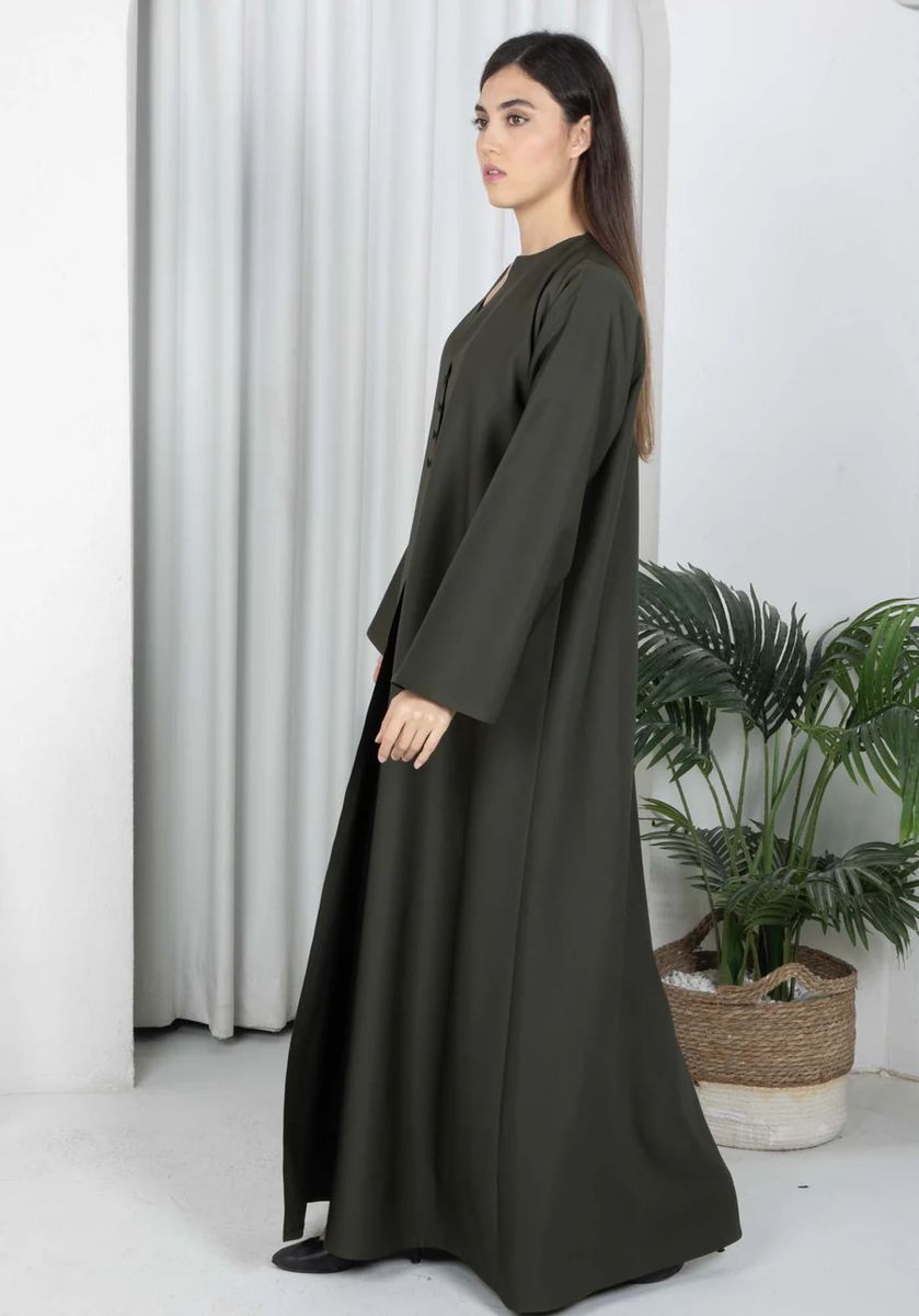 Dark Green Barbie Crepe Abaya with Matching Sheila