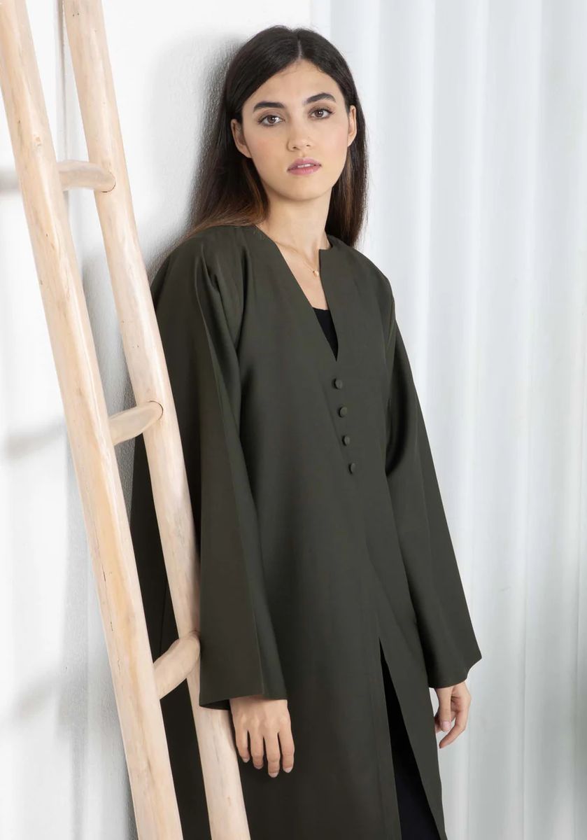 Dark Green Barbie Crepe Abaya with Matching Sheila