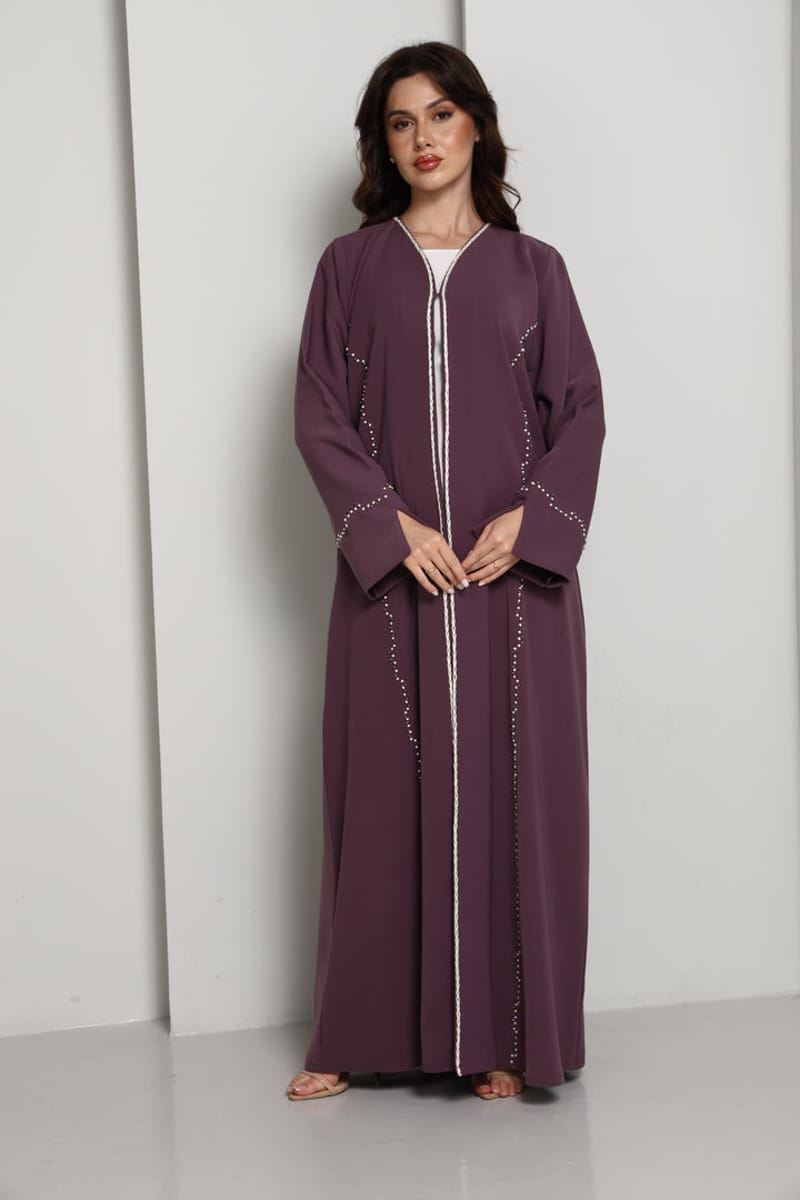 Elegant A-Line Abaya with Thread Work Detailing I Hand-Embellished | Premium Fabric Occasion Wear Msquare Fashion - Women's Abayas 1