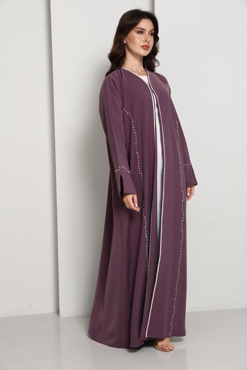 Elegant A-Line Abaya with Thread Work Detailing I Hand-Embellished | Premium Fabric Occasion Wear Msquare Fashion - Women's Abayas 2