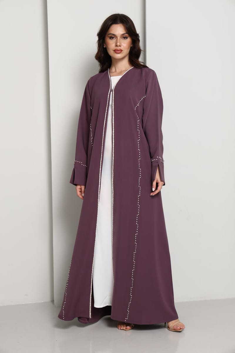 Elegant A-Line Abaya with Thread Work Detailing I Hand-Embellished | Premium Fabric Occasion Wear Msquare Fashion - Women's Abayas 3