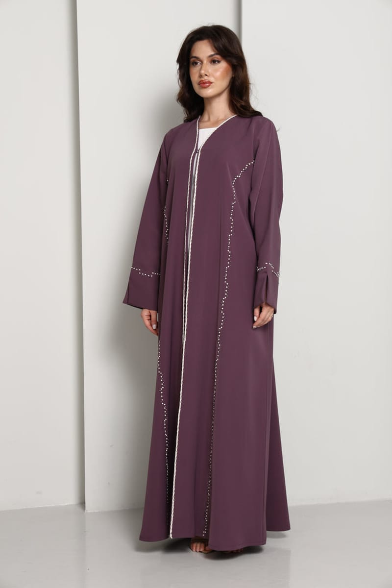 Elegant A-Line Abaya with Thread Work Detailing I Hand-Embellished | Premium Fabric Occasion Wear Msquare Fashion - Women's Abayas 4