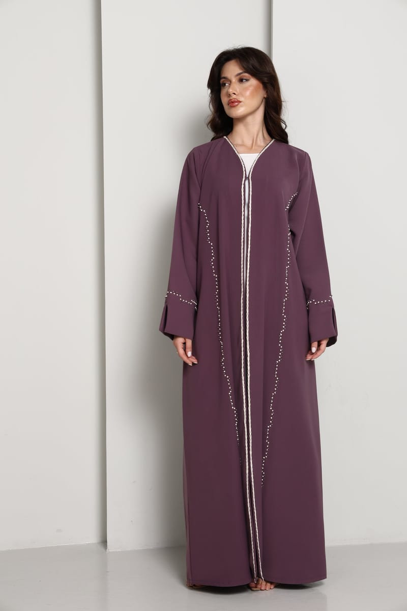 Elegant A-Line Abaya with Thread Work Detailing I Hand-Embellished | Premium Fabric Occasion Wear Msquare Fashion - Women's Abayas 11