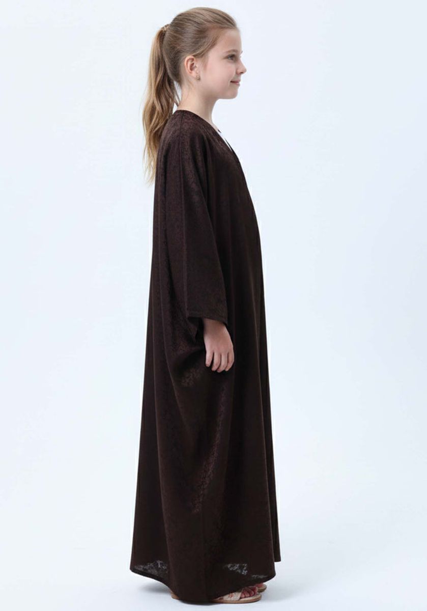 Premium Self Design Silk Kids Abaya - Elegant Islamic Wear for Girls Msquare Fashion - Kids's Abayas 1
