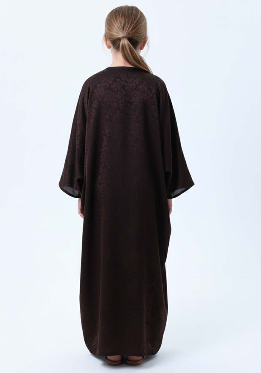 Premium Self Design Silk Kids Abaya - Elegant Islamic Wear for Girls Msquare Fashion - Kids's Abayas 2