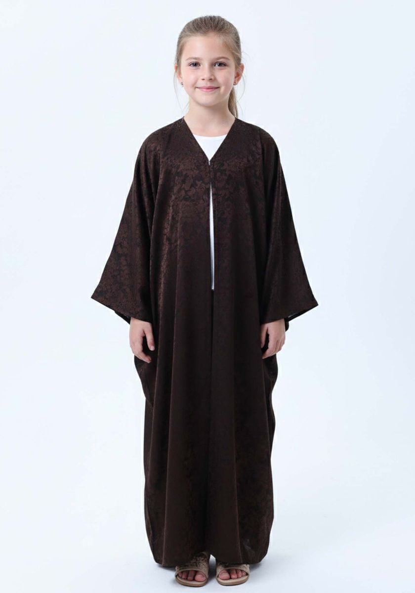 Premium Self Design Silk Kids Abaya - Elegant Islamic Wear for Girls Msquare Fashion - Kids's Abayas 8