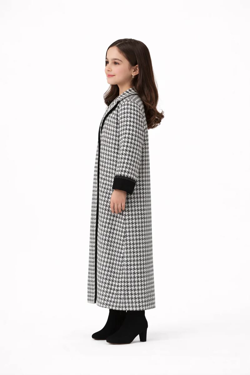 Mini Me Collection Elegant Kids Abaya - Premium Tweed Long Modest Dress Mini Me Collection Elegant Kids Abaya - Premium Tweed Long Modest Dress