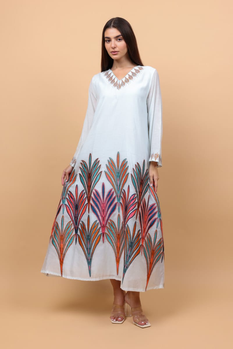 Ikkxa Colorful Patterns Crystal Details Jalabiya IKKXA - Women's Jalabiyas 13
