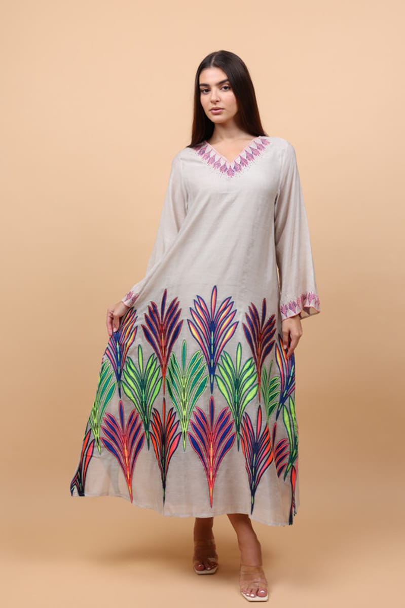 Ikkxa Colorful Patterns Crystal Details Jalabiya IKKXA - Women's Jalabiyas 17